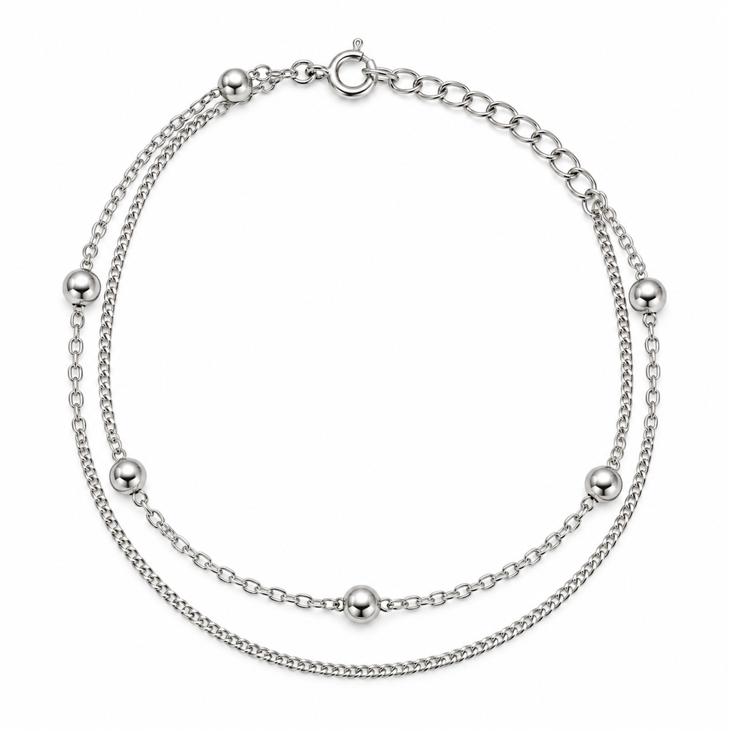 Bracelet double rang avec billes en argent 925