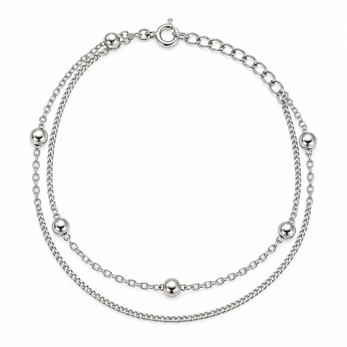 Bracelet double rang avec billes en argent 925
