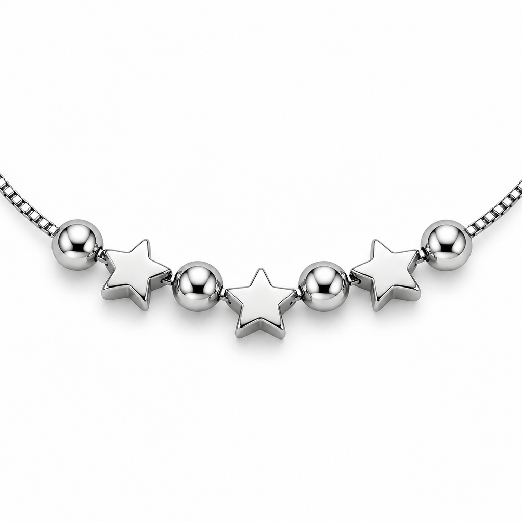 Bracelet avec étoiles et sphères ajourées en argent 925