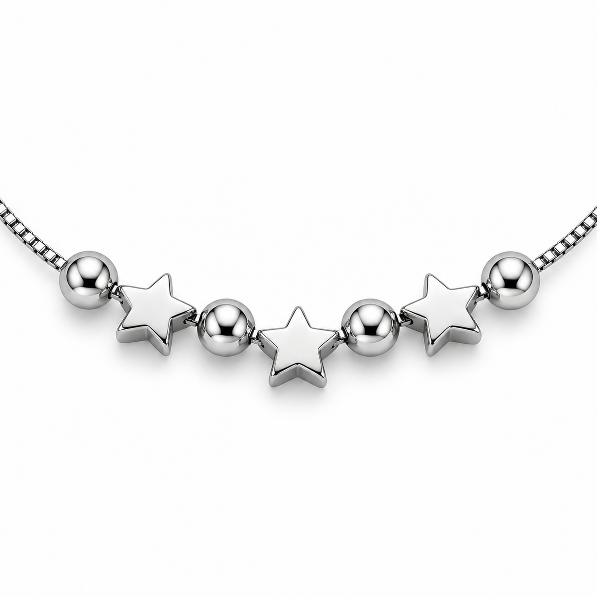 Bracelet avec étoiles et sphères ajourées en argent 925