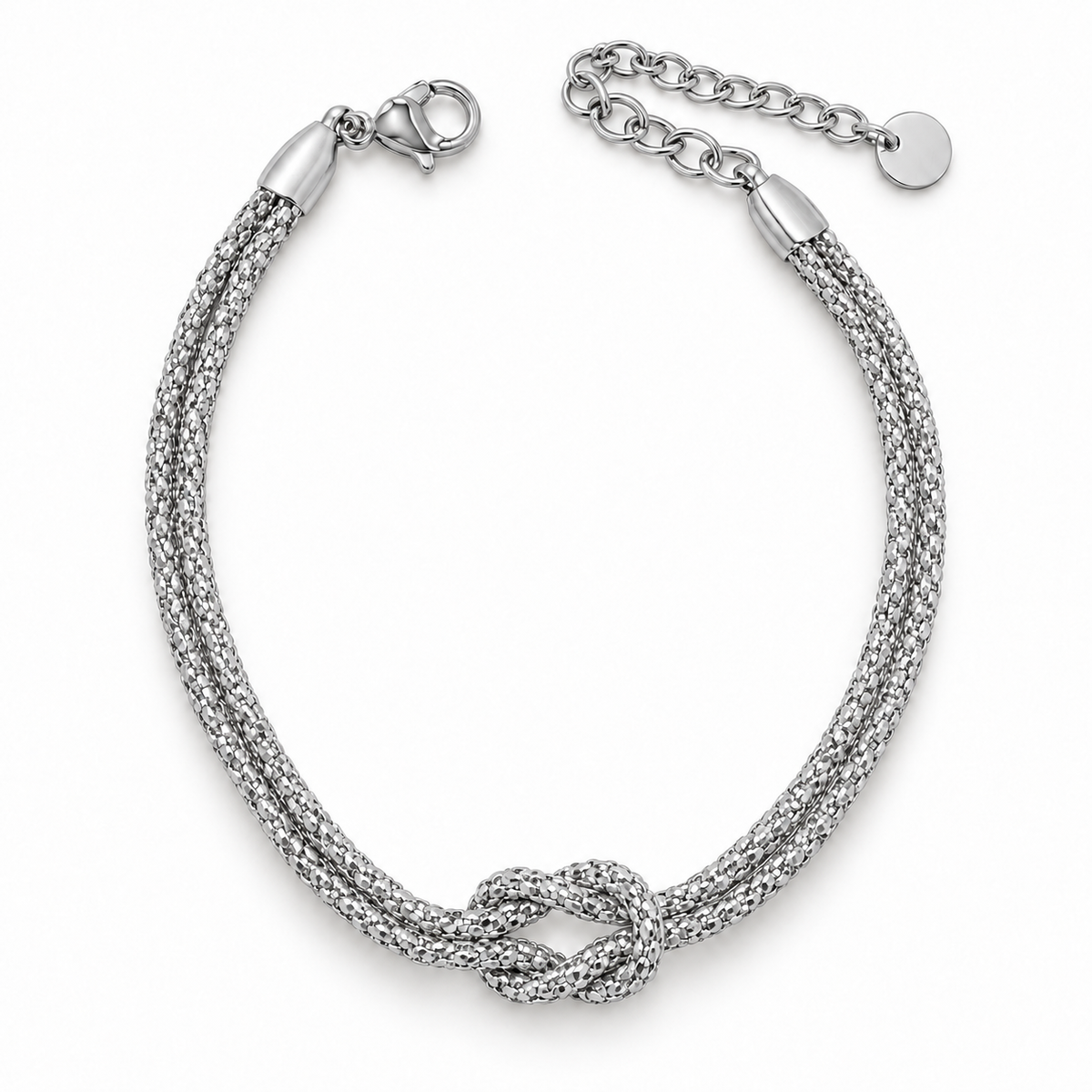 Bracciale Nodo Intrecciato doppio filo in Acciaio Inox