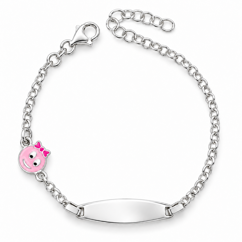 Bracelet pour Enfants Smile avec Plaque Gravable en Argent 925