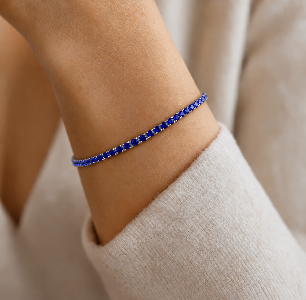 Bracciale Tennis Blu in Argento 925 Rodiato