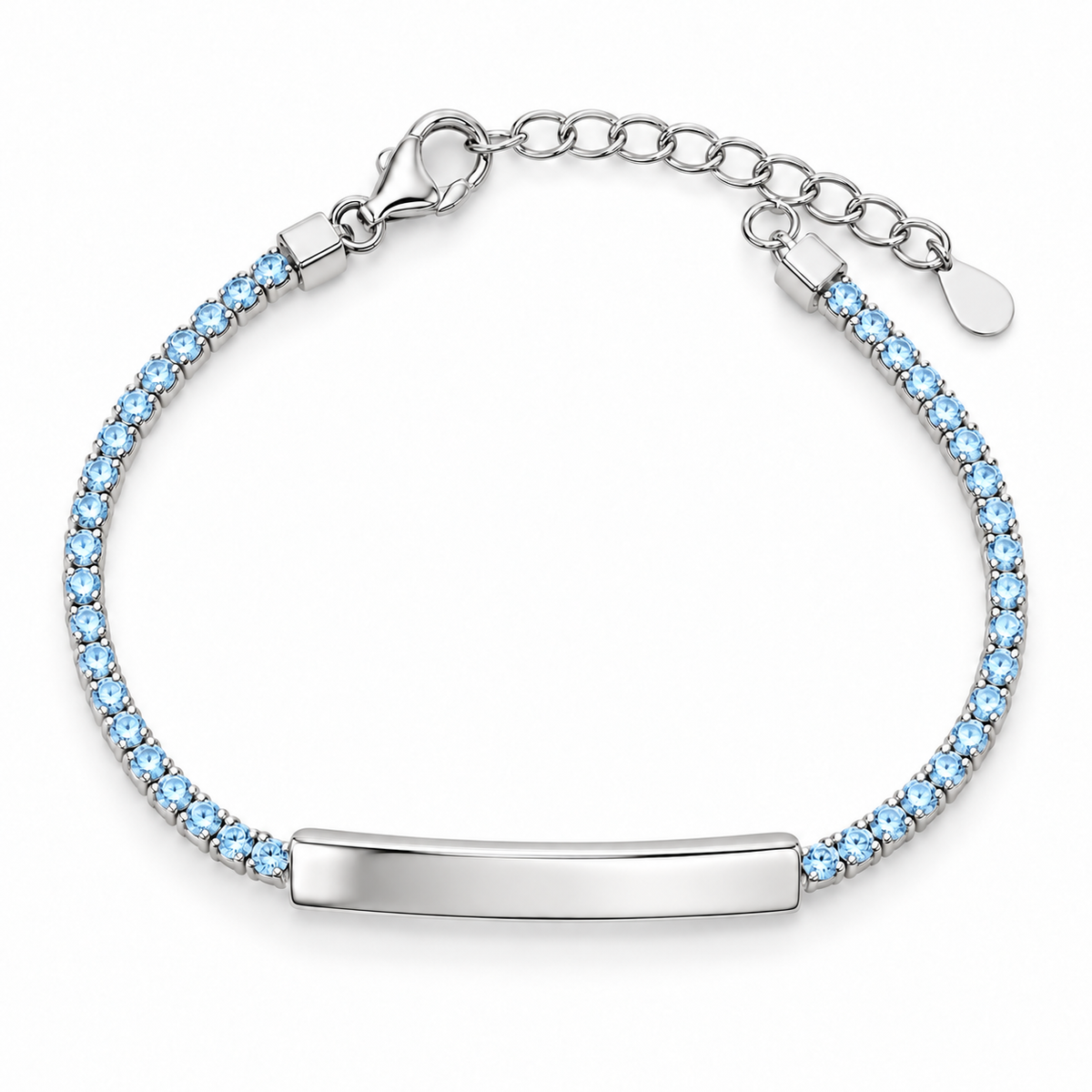 Tennisarmband voor kinderen met graveerplaatje in 925 zilver