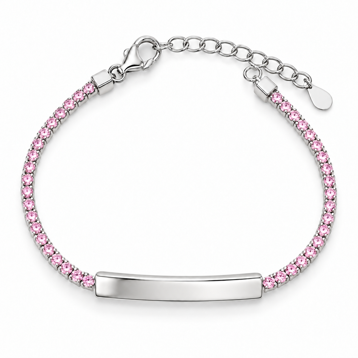 Tennisarmband voor kinderen met graveerplaatje in 925 zilver