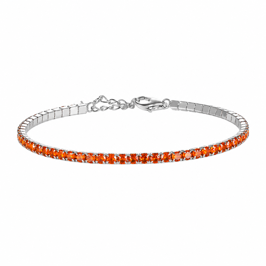 Bracciale Tennis Arancione in Argento 925 Rodiato