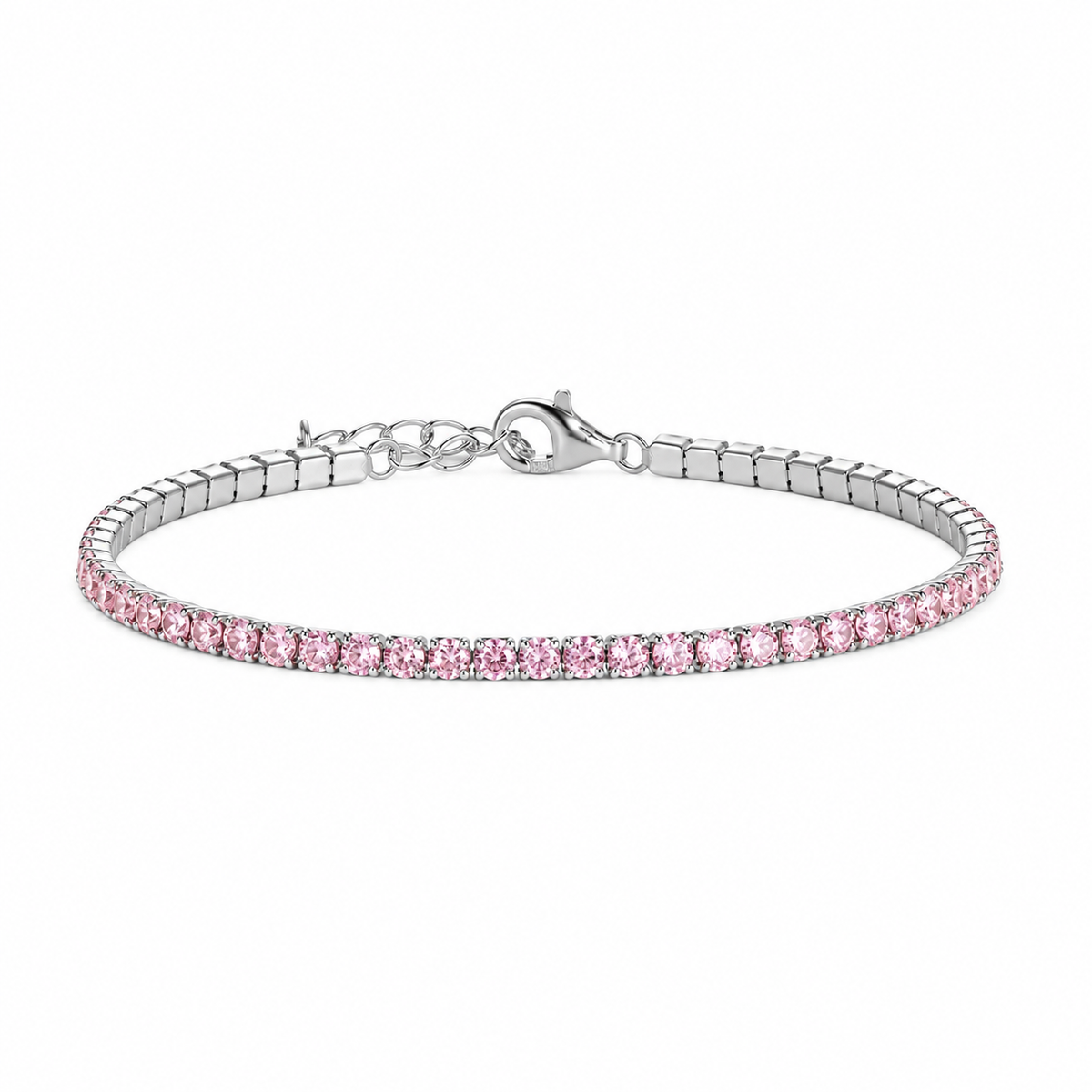 Bracelet Tennis Rose en Argent 925 Rhodié