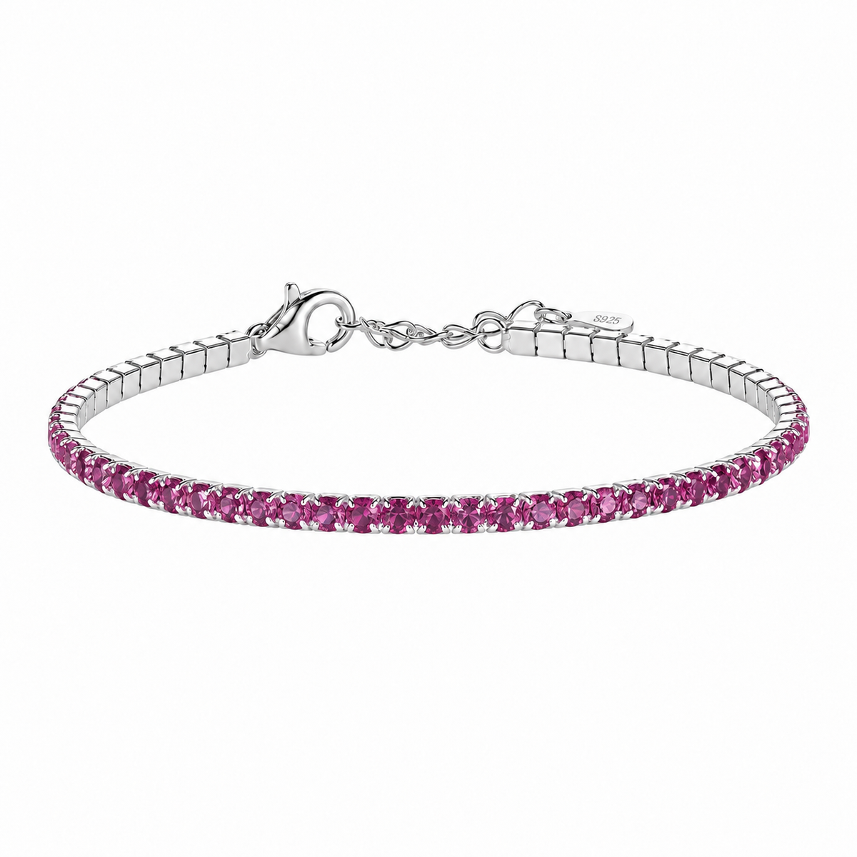 Bracciale Tennis Dark Rose in Argento 925 Rodiato
