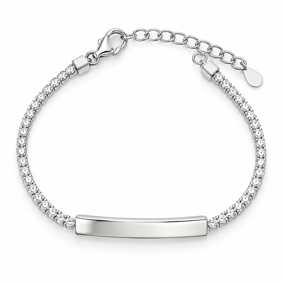 Bracciale Tennis per Bambini con Piastrina Incisibile in Argento 925