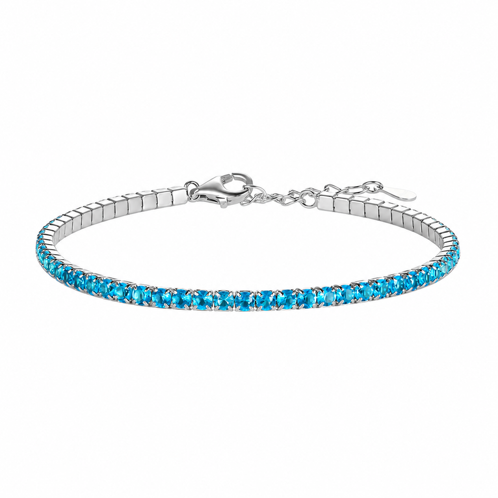Bracciale Tennis Azzurro in Argento 925 Rodiato