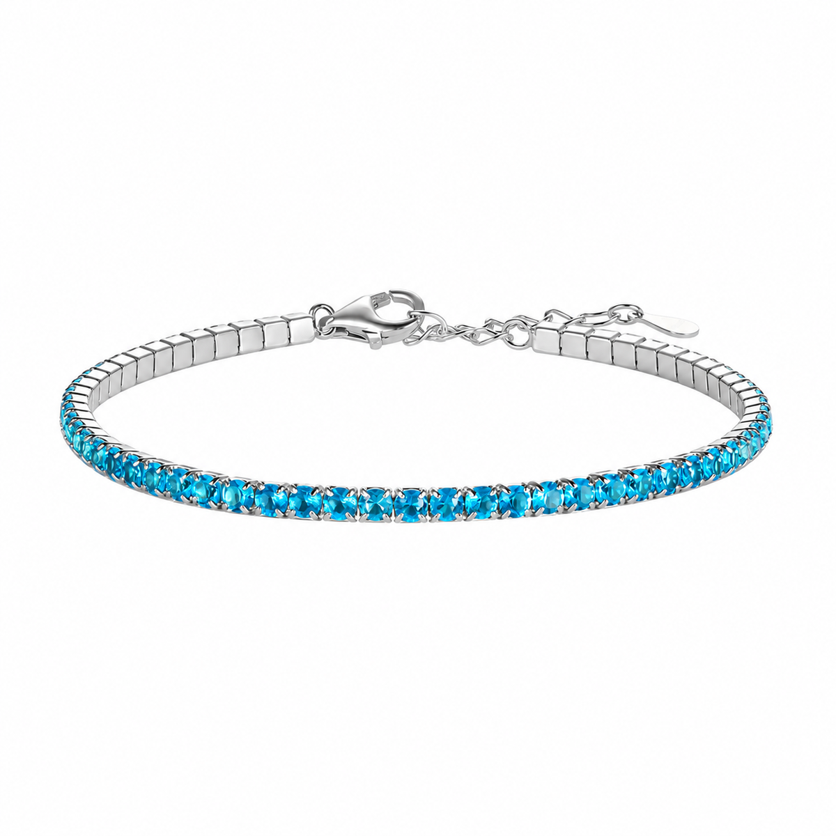 Bracciale Tennis Azzurro in Argento 925 Rodiato