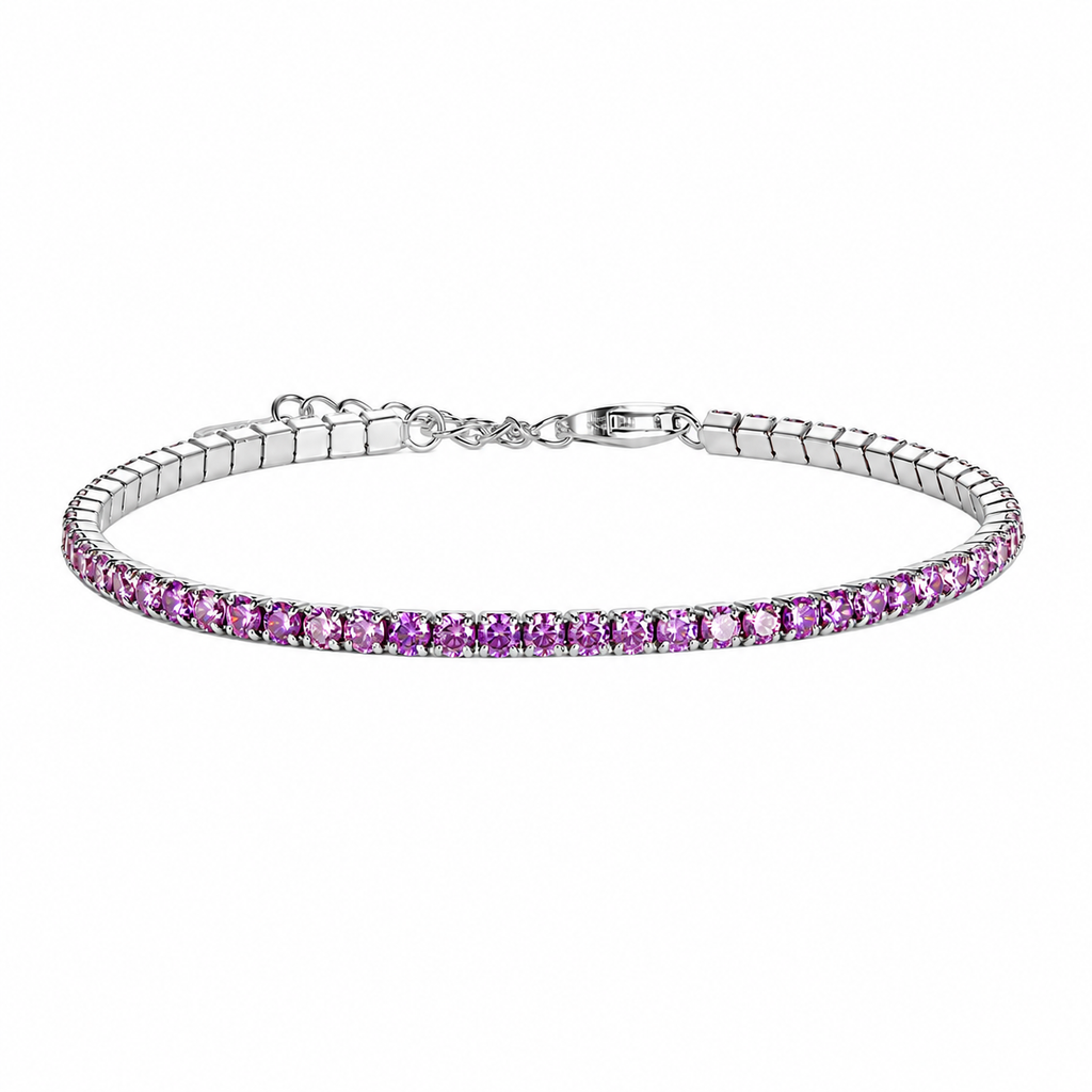 Bracciale Tennis Ametista in Argento 925 Rodiato