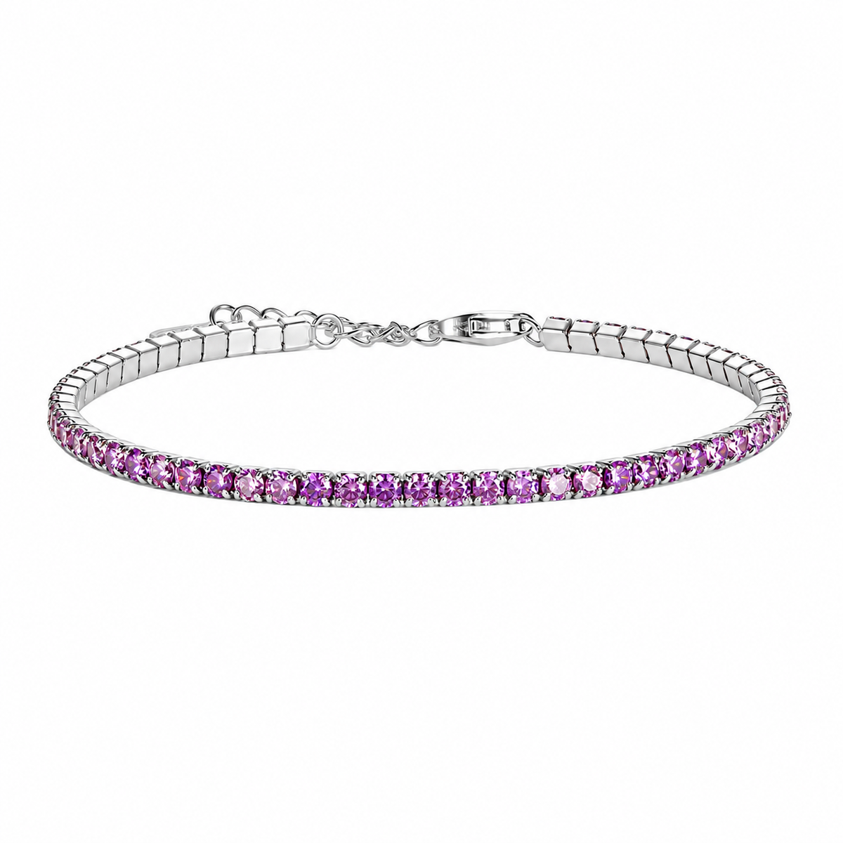 Bracciale Tennis Ametista in Argento 925 Rodiato