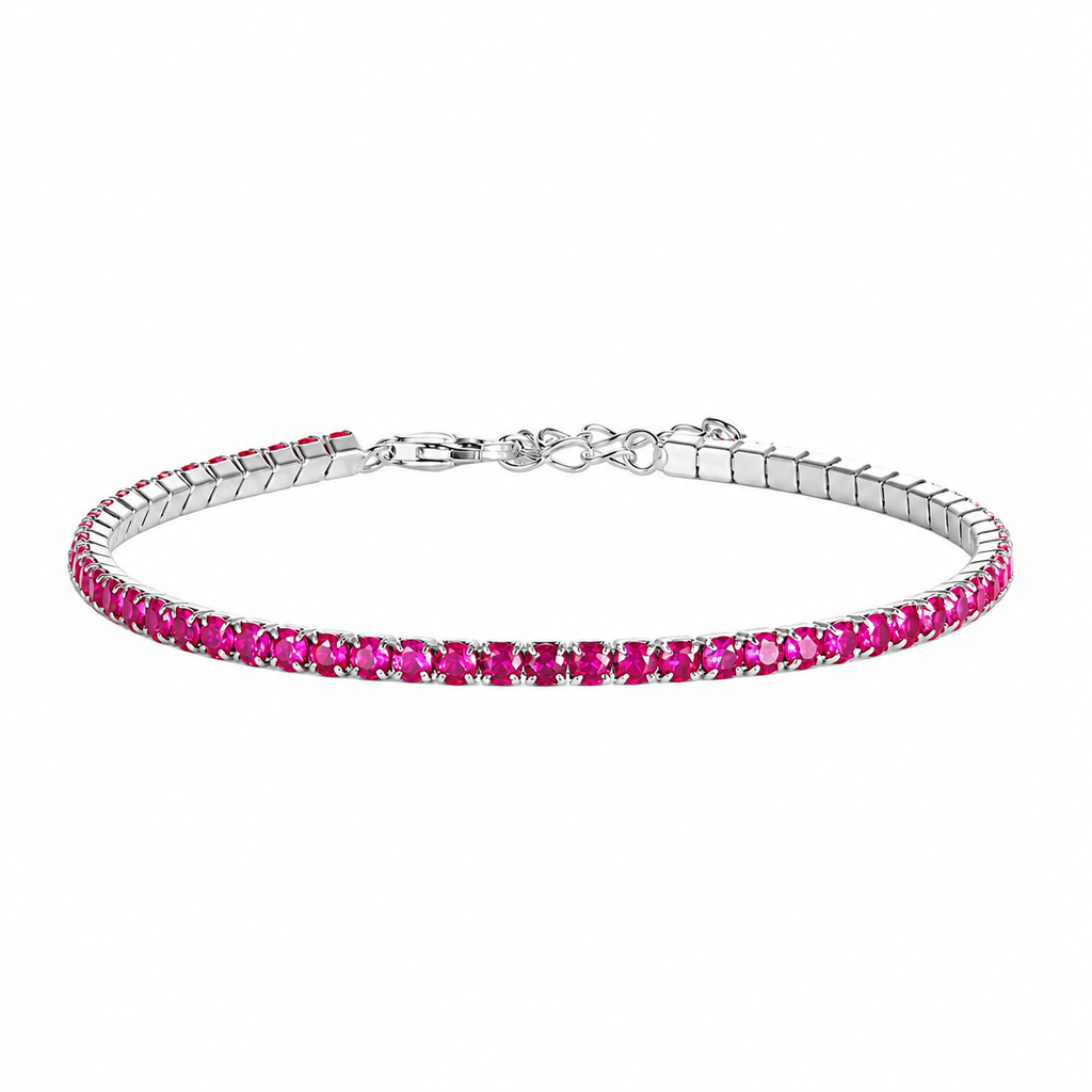 Bracciale Tennis Fucsia in Argento 925 Rodiato