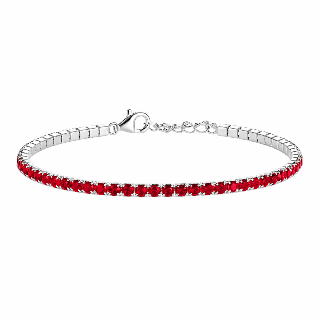 Bracciale Tennis Rosso in Argento 925 Rodiato
