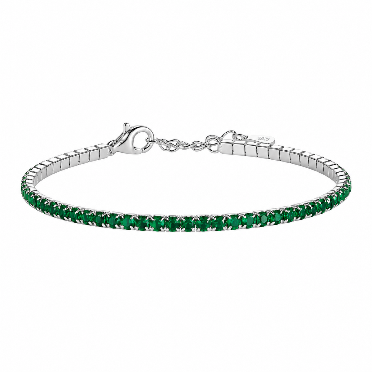 Bracciale Tennis Verde in Argento 925 Rodiato