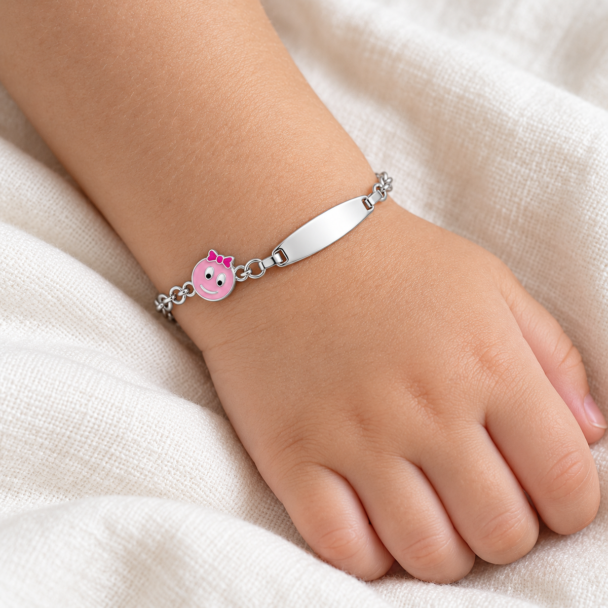 Bracelet pour Enfants Smile avec Plaque Gravable en Argent 925