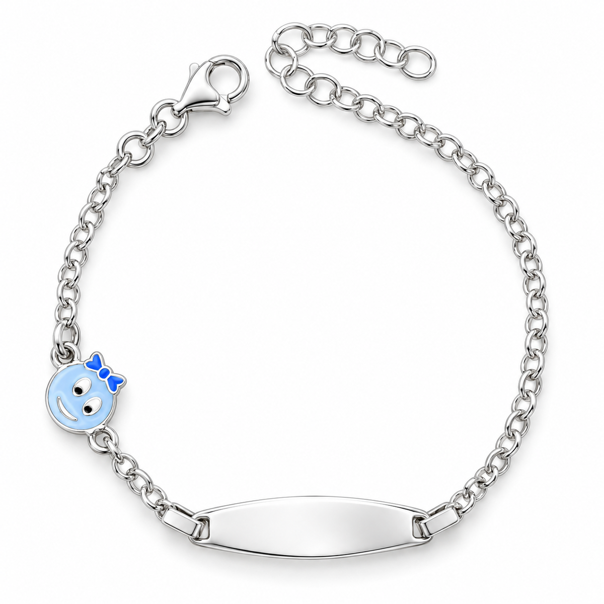 Smile-armband voor kinderen met graveerplaatje van 925 zilver
