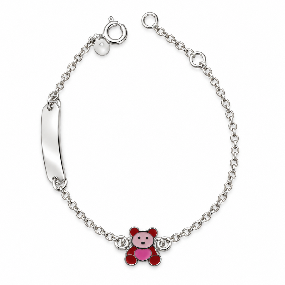 Bracelet pour Enfants avec Ourson et Plaque Gravable en Argent 925