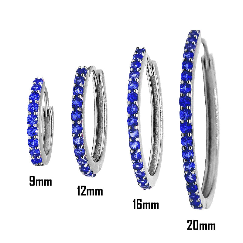 Orecchini a Cerchio Blu in argento 925 in 4 misure
