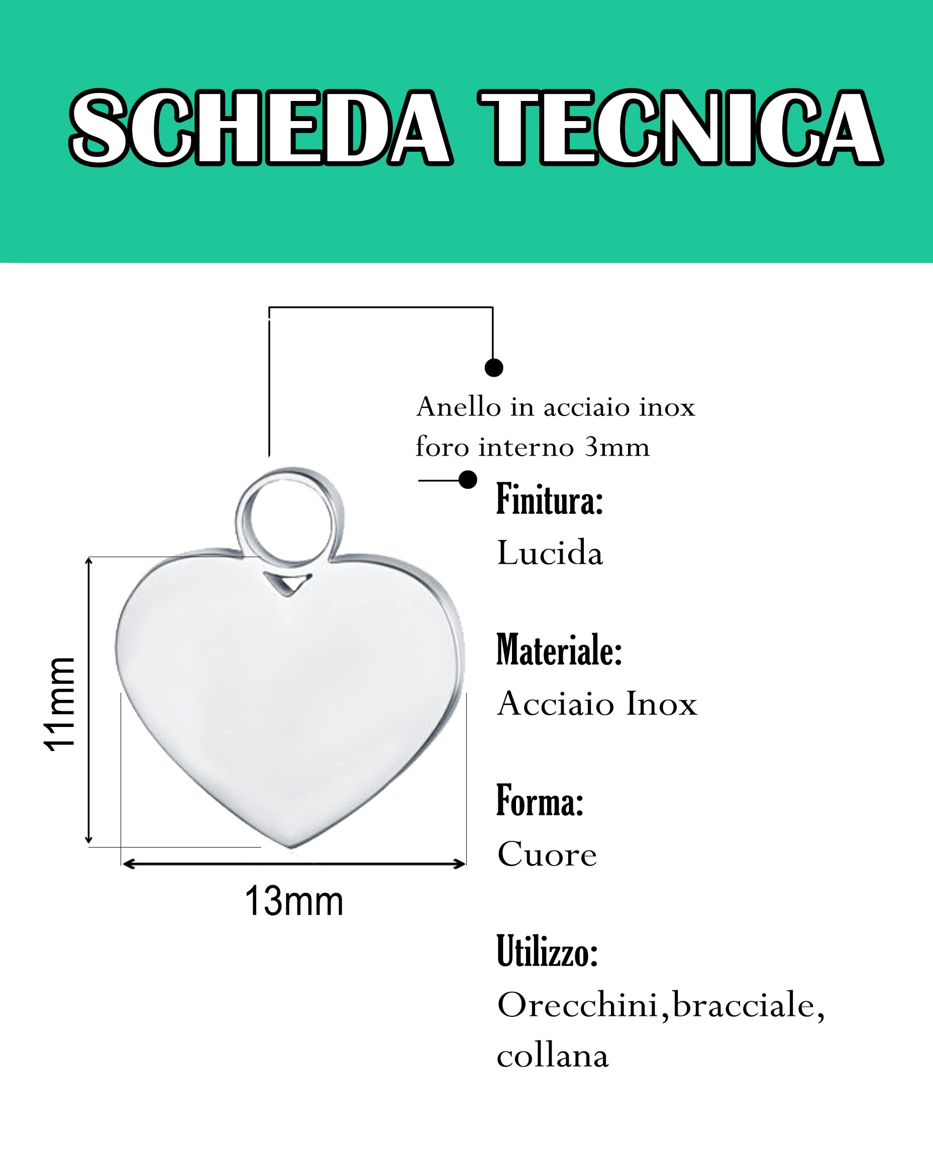 Charm Cuore Argento Grande