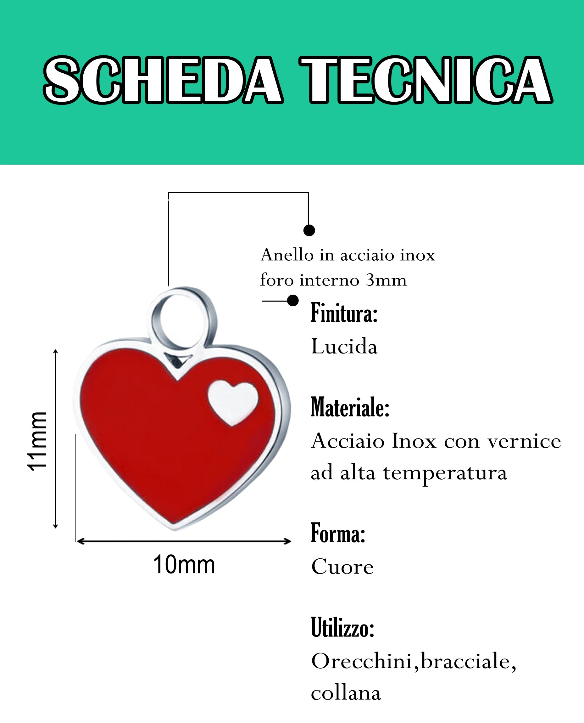 Charm Cuore smalto rosso Grande