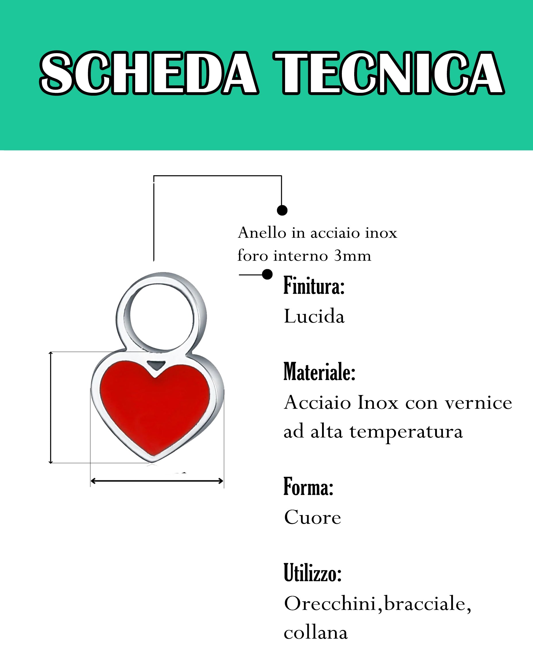 Mini Charm Cuore smalto rosso