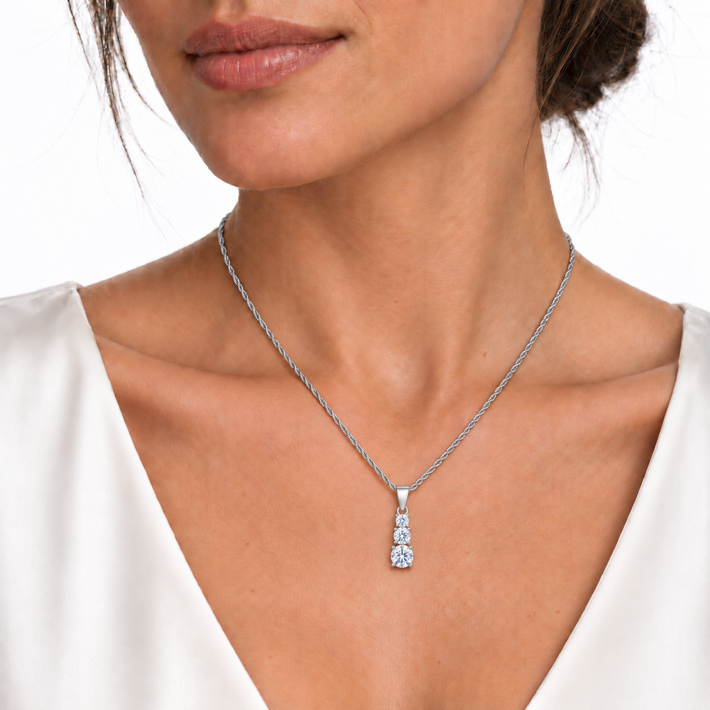Collana con Tre Punti luce Degradè in Argento 925
