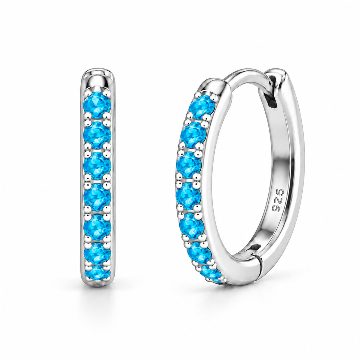 Orecchini a Cerchio Celeste in argento 925 in 4 misure