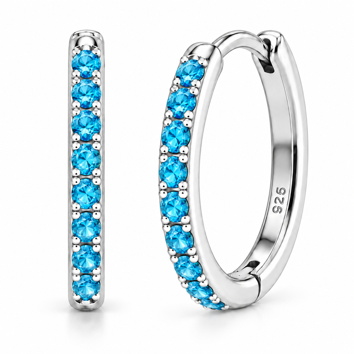 Orecchini a Cerchio Celeste in argento 925 in 4 misure