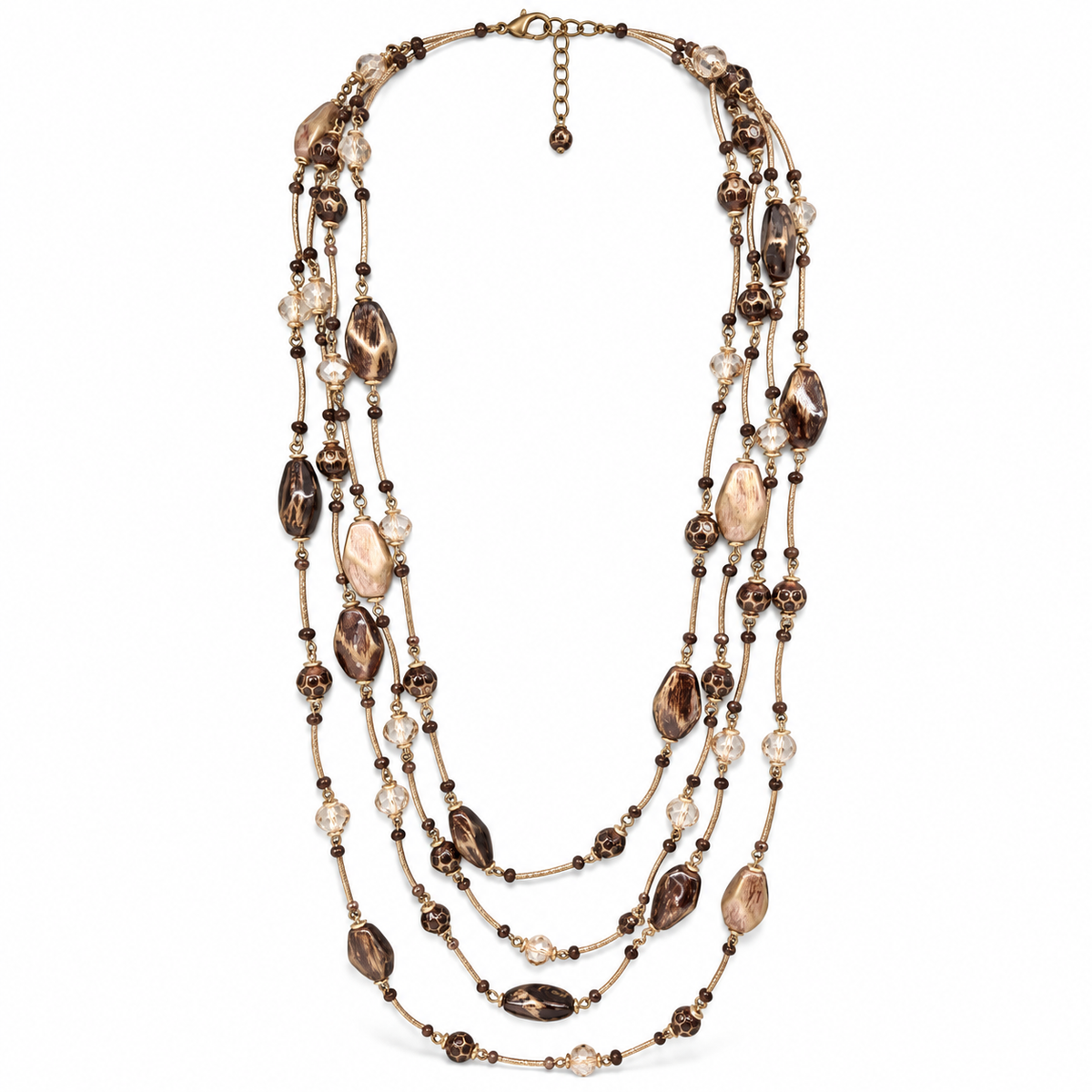 Collana lunga multifilo con pietre e cristalli