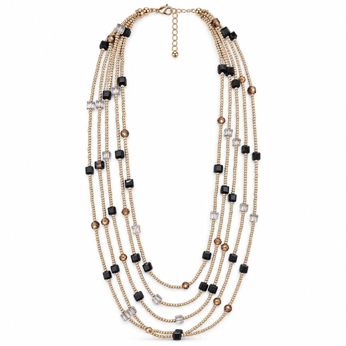Collana lunga multifilo con cristalli cubici