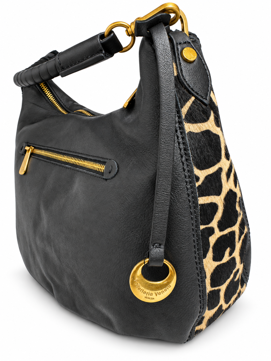 Hobo bag in vera pelle con inserti in cavallino Lido Pelletteria Veneta