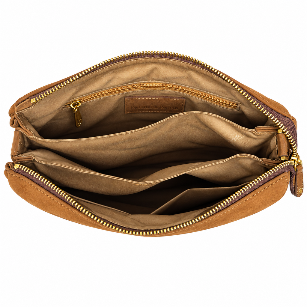 Borsa a spalla in vera pelle nabuk Campiello Pelletteria Veneta