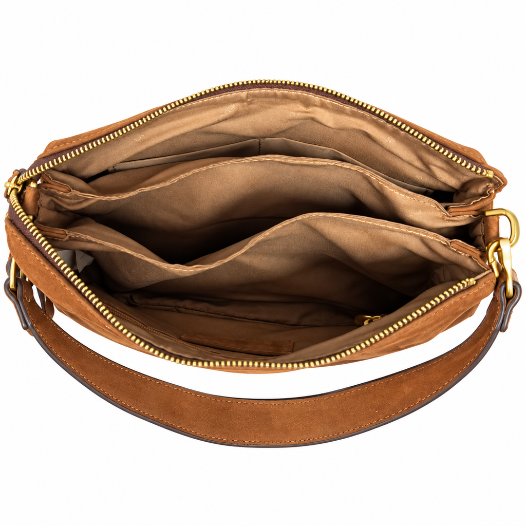Borsa a spalla in vera pelle nabuk Campiello Pelletteria Veneta