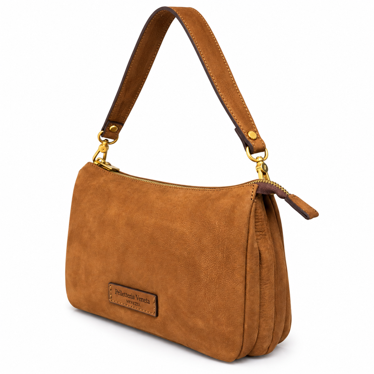Borsa a spalla in vera pelle nabuk Campiello Pelletteria Veneta
