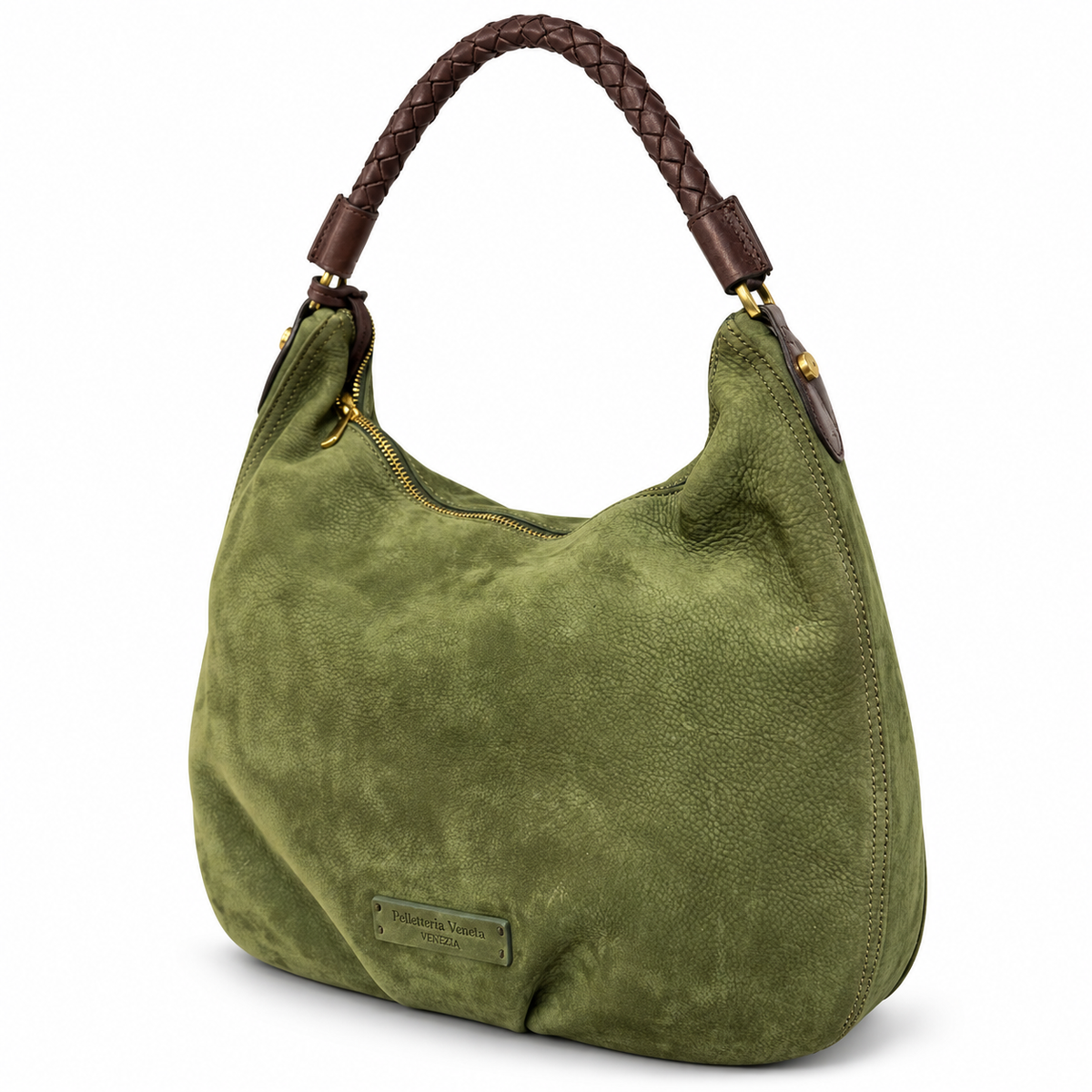 Hobo bag in vera pelle nabuk Riva Pelletteria Veneta