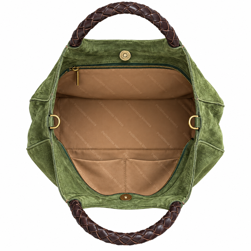 Borsa a mano in vera pelle nabuk Riva Pelletteria Veneta