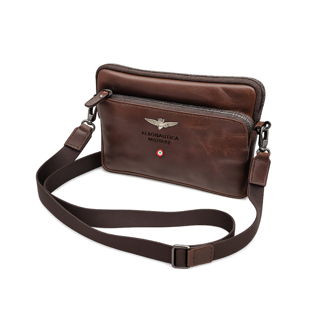 Pochette/Tracolla Aeronautica Militare AM356 Vintage in Vera pelle