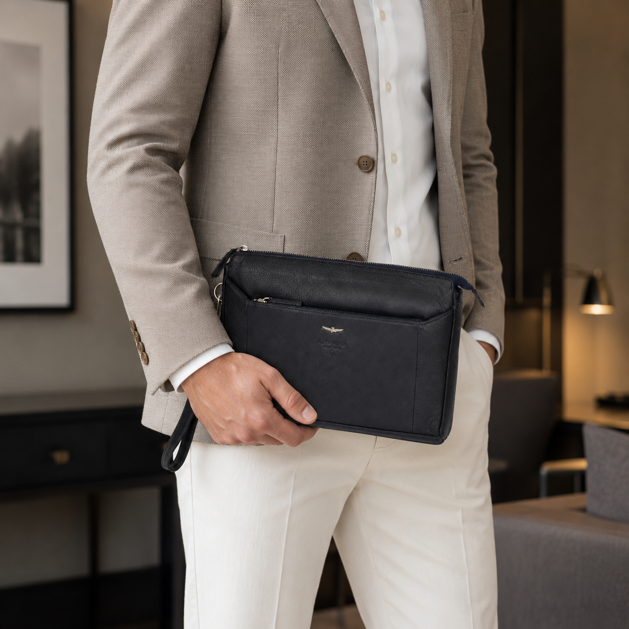 Pochette Aeronautica Militare AM572 Air-Tech in vera pelle