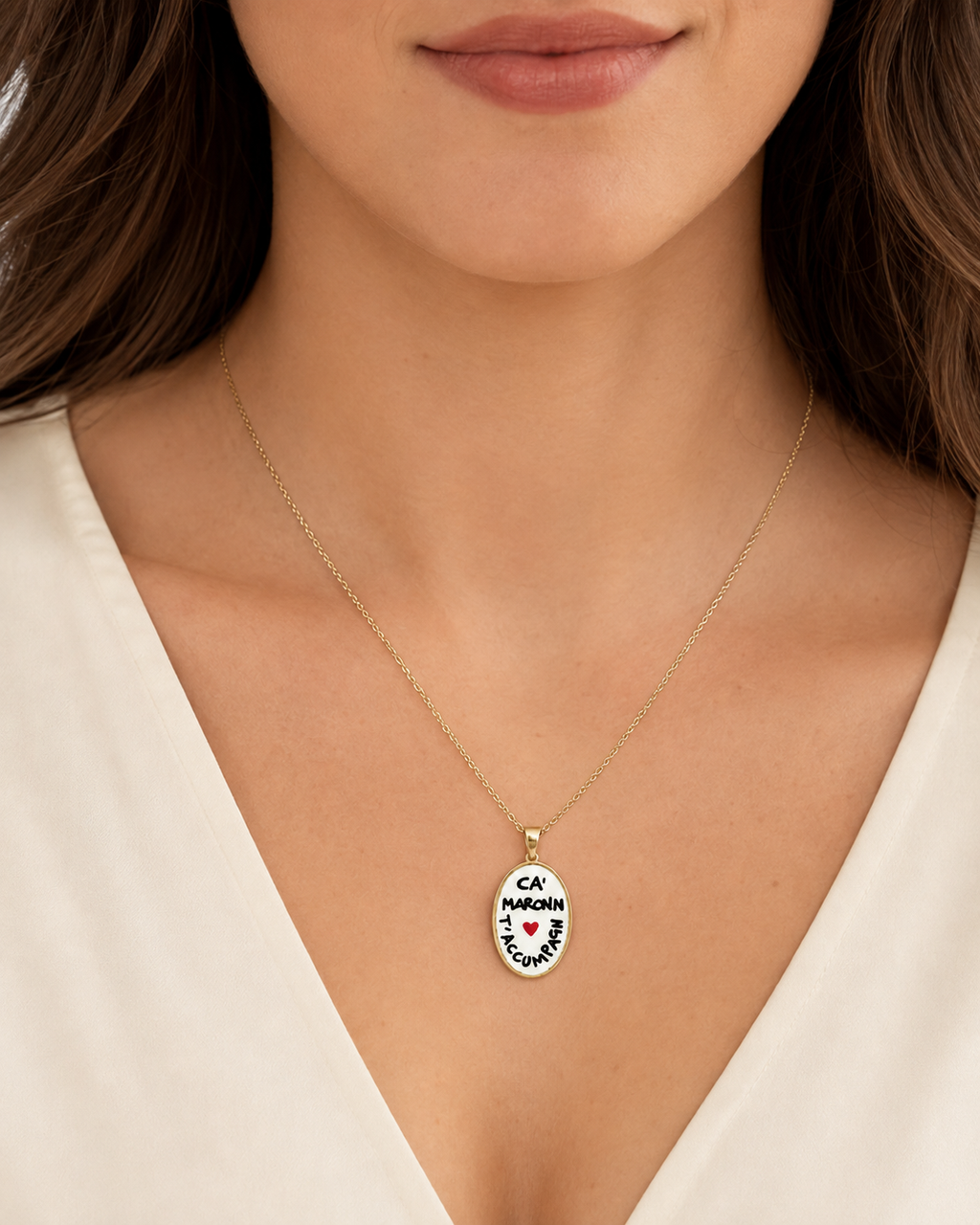 Collana in acciaio inox "Ca' Maronn T'accumpagn"