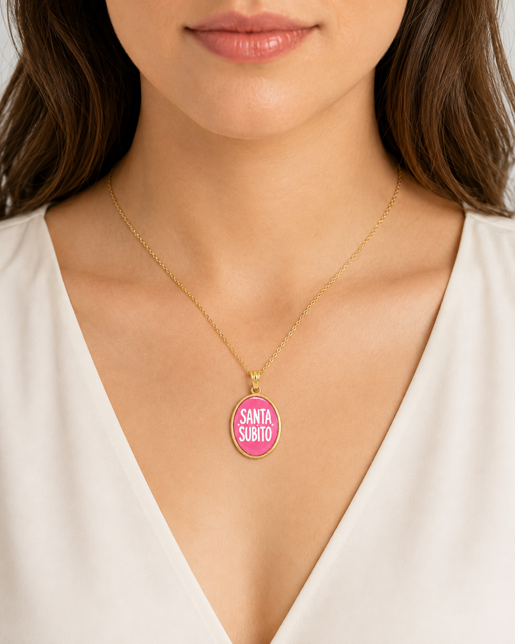 Collana in acciaio inox "Santa subito"