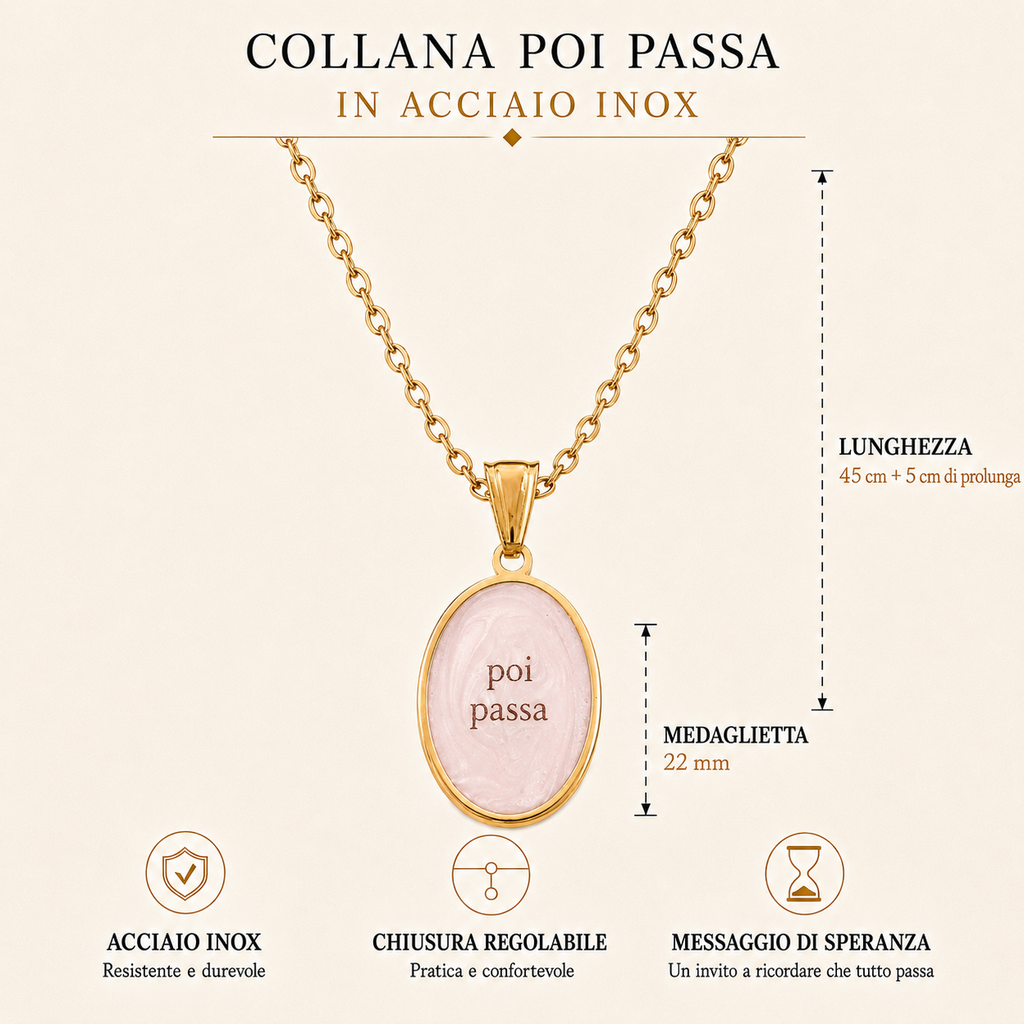 Collana in acciaio inox "Poi passa"