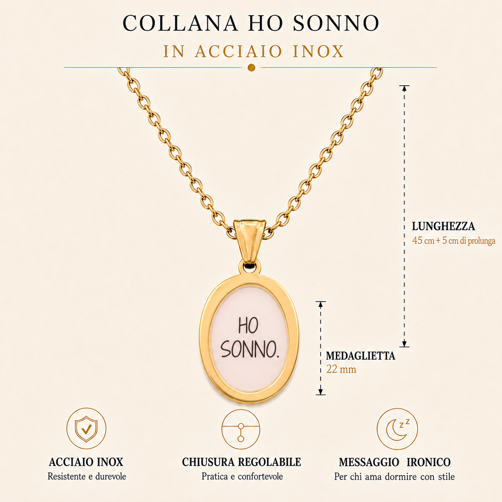 Collana in acciaio inox "Ho sonno"