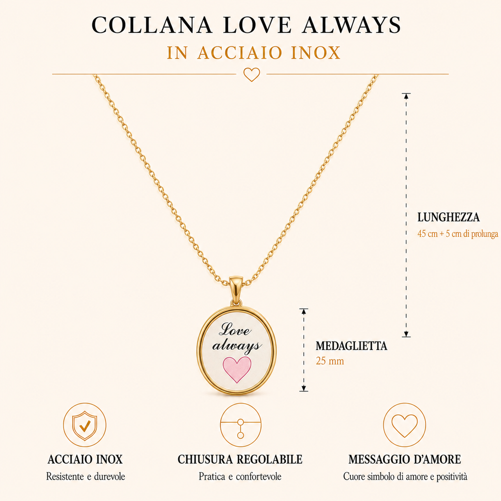 Collana in acciaio inox "Love always"