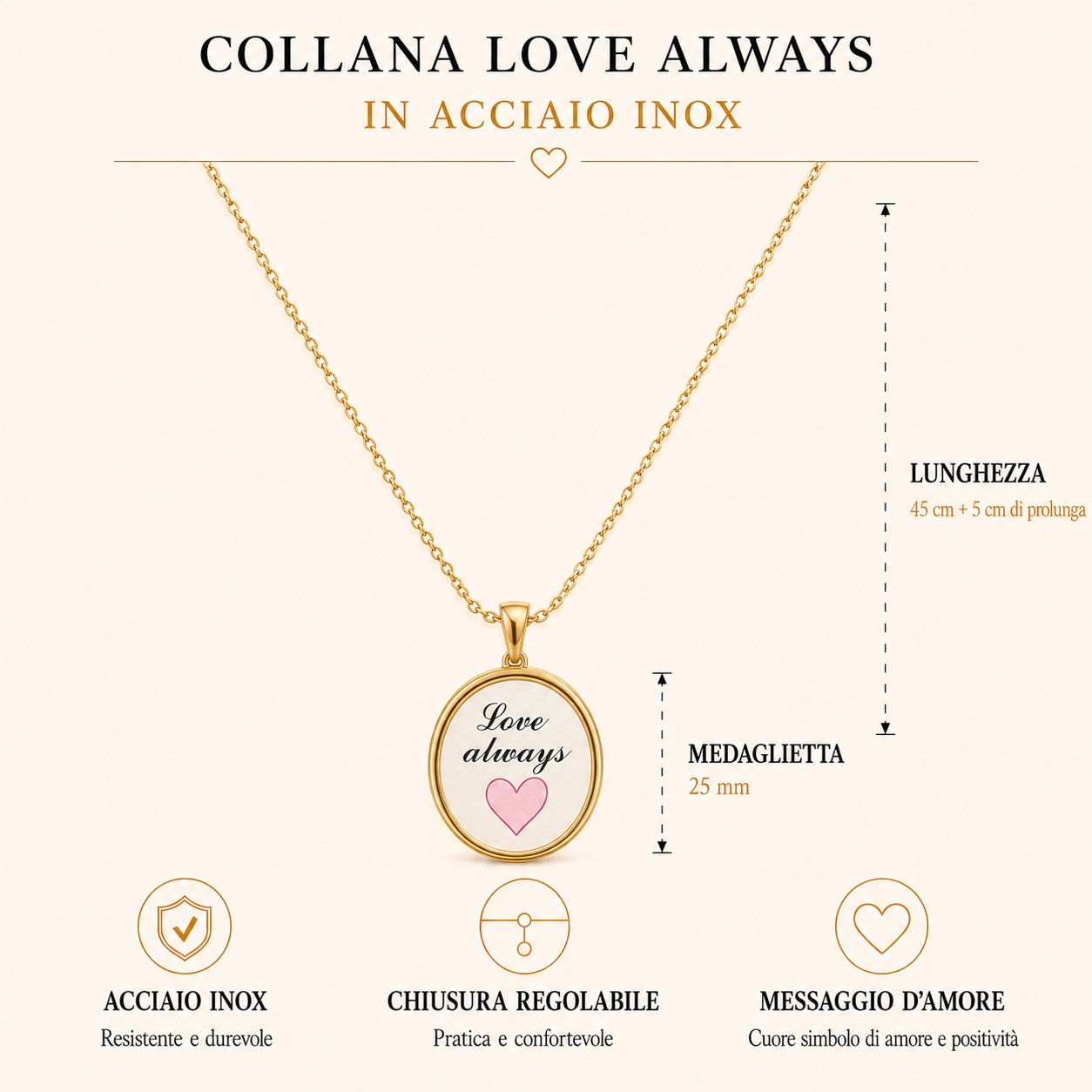 Collana in acciaio inox "Love always"