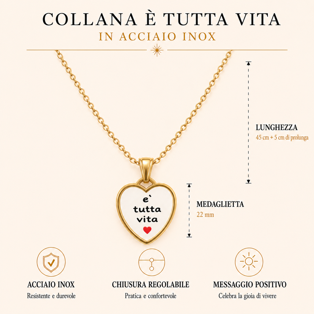 Collana in acciaio inox "E' tutta vita"
