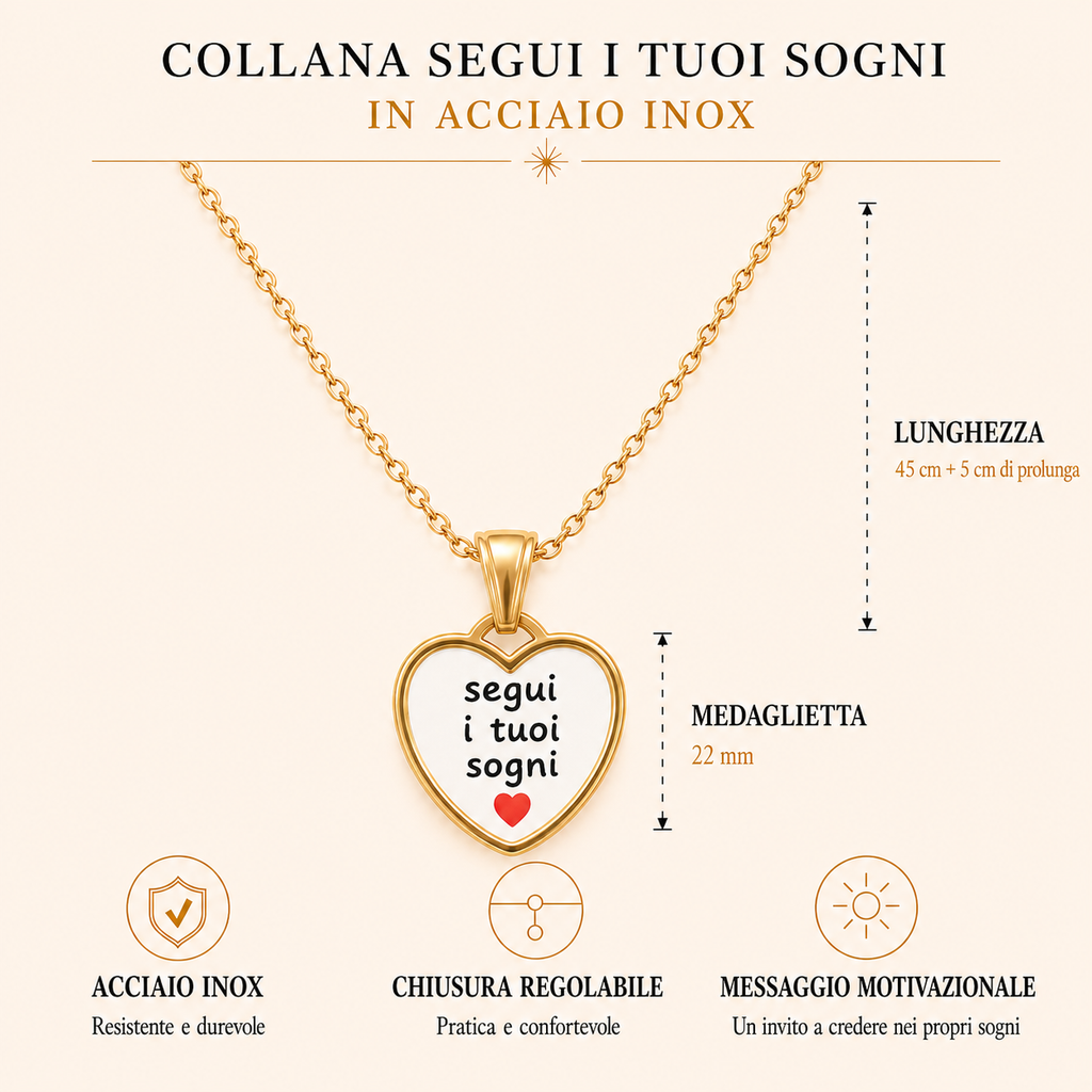 Collana in acciaio inox "Segui i tuoi sogni"