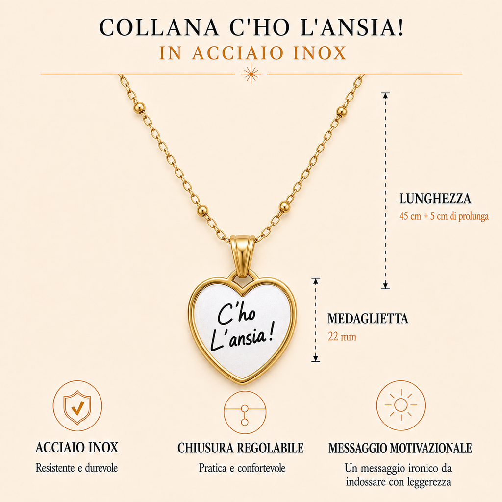 Collana in acciaio inox "C'ho l'ansia"
