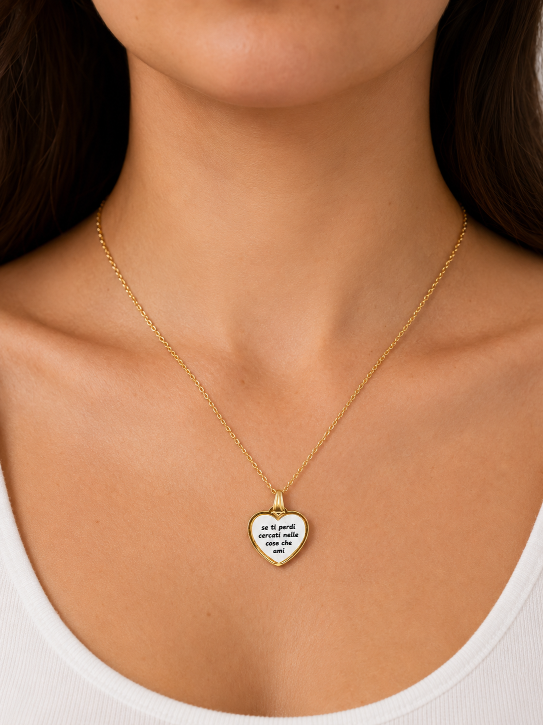 Collana in acciaio inox "Se ti perdi cercati nelle cose che ami"